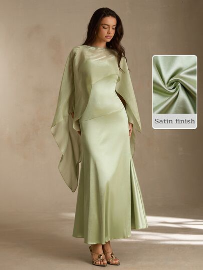SHEIN Glamour فستان نسائي أنيق بحمالات رفيعة مع مجموعة شال