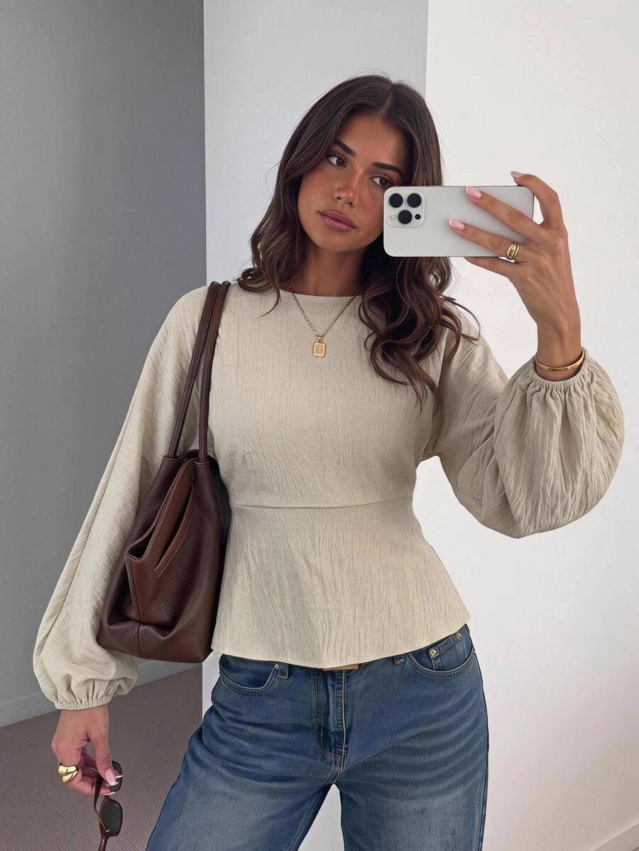 Siren Gaze Women's Solid Color Casual Versatile Everyday Outing Shirt - Apricot - View 1
