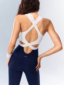 VARSIVA Women's Cutout Striped Colorblock Sports Jumpsuit With Flared Leg - Multicolor - View 6
