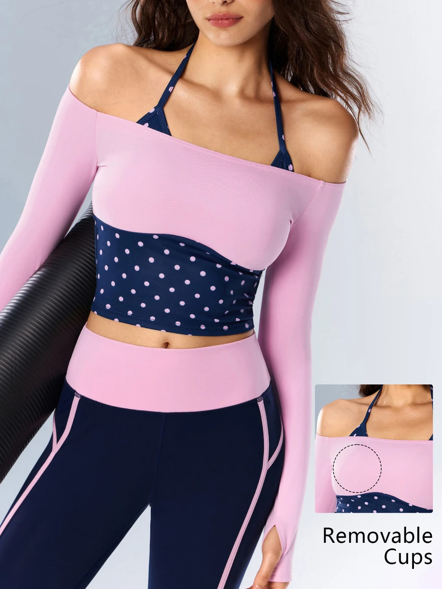 VARSIVA Polka Dot Faux Two-Piece Patchwork Casual Versatile Daily Travel Sports T-Shirt - Multicolor - View 1