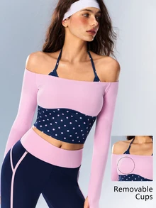 VARSIVA Polka Dot Faux Two-Piece Patchwork Casual Versatile Daily Travel Sports T-Shirt - Multicolor - View 10