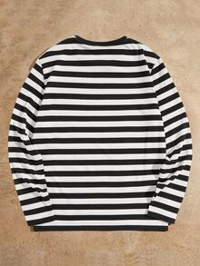 FRESIVO Atasan Pria Striped Casual - Hitam dan Putih - View 3