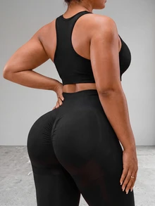 Slayform Slayform Skinny Compression Sports Pants For Plus Size Women With Seamless Design And Quick-Dry Fabric Yoga Pants - Navy Blue - View 1