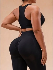 Slayform Slayform Skinny Compression Sports Pants For Plus Size Women With Seamless Design And Quick-Dry Fabric Yoga Pants - Navy Blue - View 6
