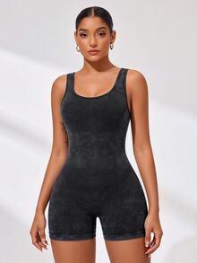 Slayform Slayform Washed Grey Yoga, Sports Seamless Jumpsuit - Grey - View 4