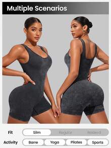 Slayform Slayform Washed Grey Yoga, Sports Seamless Jumpsuit - Grey - View 2
