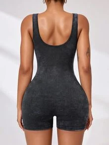 Slayform Slayform Washed Grey Yoga, Sports Seamless Jumpsuit - Grey - View 9