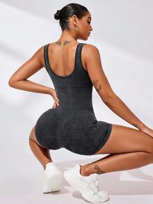 Slayform Slayform Washed Grey Yoga, Sports Seamless Jumpsuit - Grey - View 6