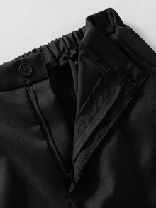 SHEIN 青少年男孩 2 件式黑色西裝套裝：長袖西裝外套 + 寬腿長褲，極簡休閒風格，適合日常穿著，適用於鋼琴/小提琴表演、婚禮、畢業典禮、正式場合、紳士裝扮、生日派對、晚會、演出、接待、婚禮季、秋季、四季禮物、情人節派對西裝 - 黑色 - 查看 6