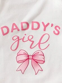 SHEIN 6件組新生女嬰禮品套裝 上衣褲子帽子圍兜 甜美公主風 粉色白色蝴蝶結印花 3D結飾 長袖 生日秋季套裝 含手套 - 粉色 - 查看 7