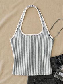 Casual Halter Neck Tank Top, Suitable For Summer Mothers Day Outfit Graduation Summer Tops - White - View 5