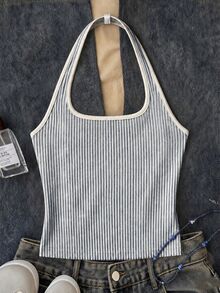 Casual Halter Neck Tank Top, Suitable For Summer Mothers Day Outfit Graduation Summer Tops - White - View 6