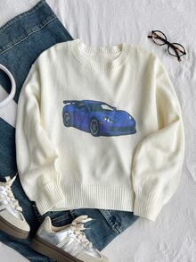 SHEIN Teen Girl Teen Girls Sweaters Suitable For Spring/Winter - White - View 7