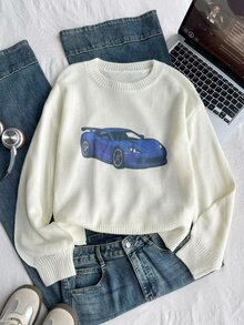 SHEIN Teen Girl Teen Girls Sweaters Suitable For Spring/Winter - White - View 3