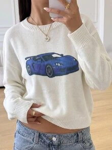 SHEIN Teen Girl Teen Girls Sweaters Suitable For Spring/Winter - White - View 1