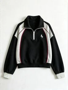 GlowEve CURVE Plus Size Women's Autumn/Winter Fashion Unicorn Striped Color Block Print Basic Zip-Up Sweatshirt, Fashion Pattern Zip-Up Sweatshirt, Suitable For Women's Daily Wear - Multicolor - View 3