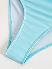 Swim Shayni Soft Gradient Zipper Conservative Women's Swimsuit Set, Suitable For Swimming Pool Parties, Beach Vacations And Daily Wear - Blue - View 5