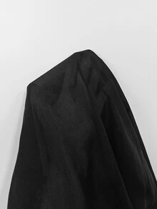 SHEIN Franclia 女士优雅浪漫黑色网纱拼接半身裙 - 黑色 - 查看 5