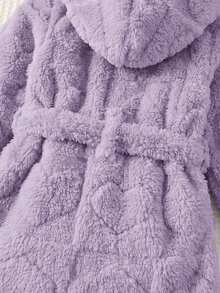 SHEIN Newborn Baby Winter Comfortable Long Sleeve Hooded Robe Loungewear Autumn - Mauve Purple - View 3