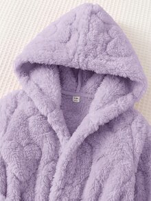 SHEIN Newborn Baby Winter Comfortable Long Sleeve Hooded Robe Loungewear Autumn - Mauve Purple - View 2