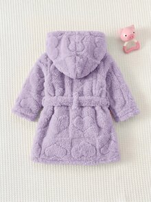 SHEIN Newborn Baby Winter Comfortable Long Sleeve Hooded Robe Loungewear Autumn - Mauve Purple - View 8