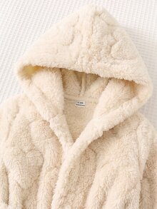 SHEIN Newborn Baby Winter Comfortable Long Sleeve Hooded Robe Loungewear Autumn Neutral - Beige - View 8