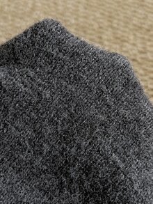 Grovea Plus Size Women's Grey Contrast Color V-Neck Knit Top Shawl Tie Waist Long Sleeve Soft Pullover Sweater Autumn Formal Party Casual Elegant - Dark Grey - View 6