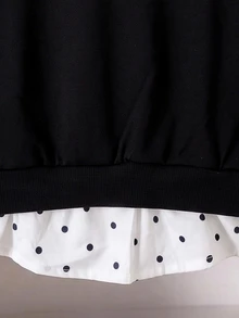 SHEIN Elladie kids 女童 4-7 歲白色泡泡袖上衣 前綁帶鈕扣開襟 優雅時尚 柔軟透氣 秋季生日派對拍照休閒上學穿搭 - 黑色 - 查看 7