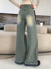 Dazy Tall Women's Loose Straight Ripped Casual Denim Jeans, Tall Women Cute Tops - Light Wash - View 2