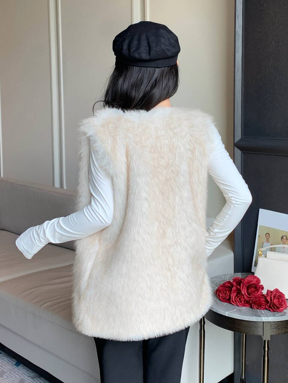 Women's Solid Color Fashion Versatile Winter Faux Fur Coat Fall