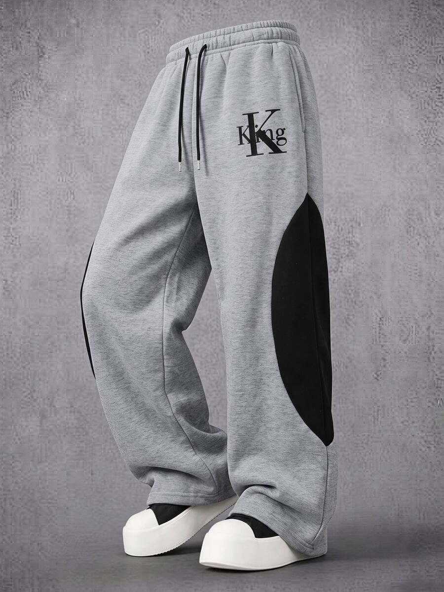Kids Tween Boy Casual Sports Sweatpants, Straight Leg Loose Fit Grey, Suitable For Fall/Winter, School, Family Gatherings, Sports, FallOutfit, WinterOutfit - Multicolor - View 1