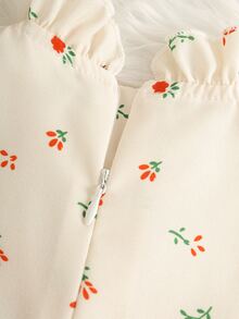 Emery Rose Kids 女童少女可愛度假休閒杏色格紋蝴蝶結長袖寬鬆洋裝，秋季花卉洋裝，校園、返校、學校 - 棕色 - 查看 6