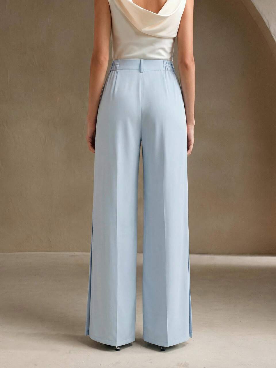 Anewsta Women's Solid Color Casual Elegant Daily Wear Suit Pants With Pockets Teachers' Day Business Office Light Blue Summer
