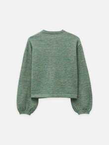 Nöista Chinese-Inspired Green Wool Jacket Knit With Mandarin Collar, Long Sleeves. Fall, Winter, Autumn, Everyday Look, College, Univerisity, Office, Cozy.. - Green - View 4