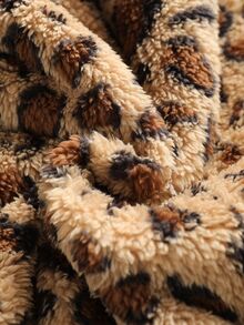 ROMWE MEN Street Life Y2K Leopard Faux Fur Hooded Zip Up Jacket Loose Streetwear Winter Coat With Pockets - Multicolor - View 6