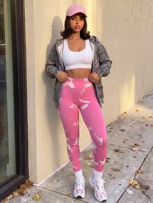Core Rhythm Women's Tie-Dye High Waist Daily Fitness Workout Leggings - Pink - View 7