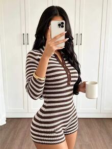Women Sweater Bodysuits - Brown - View 8