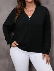 EMERY ROSE Cardigan cu mâneci lungi, cu decolteu în V, cu mâneci lungi, pentru iarnă - Negru - Vizualizare 8