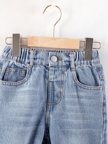 Young BoyDistressed Washed Loose Fit Jeans, Comfortable Cotton Denim Casual Pants For Spring/Summer, Suitable For T-Shirts, Hoodies, Daily Wear, School, Gatherings, Commuting - Light Wash - View 8