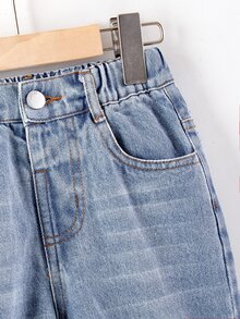 Young BoyDistressed Washed Loose Fit Jeans, Comfortable Cotton Denim Casual Pants For Spring/Summer, Suitable For T-Shirts, Hoodies, Daily Wear, School, Gatherings, Commuting - Light Wash - View 10