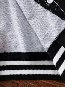 SHEIN Playful Pals 1 buah Jaket Baseball Kasual Bayi Laki-laki Motif Laba-laba Kontras, Jaket Musim Gugur Modis & Menyenangkan, Cocok untuk Pemakaian Sehari-hari, Aktivitas, dan Lainnya - Hitam - View 6