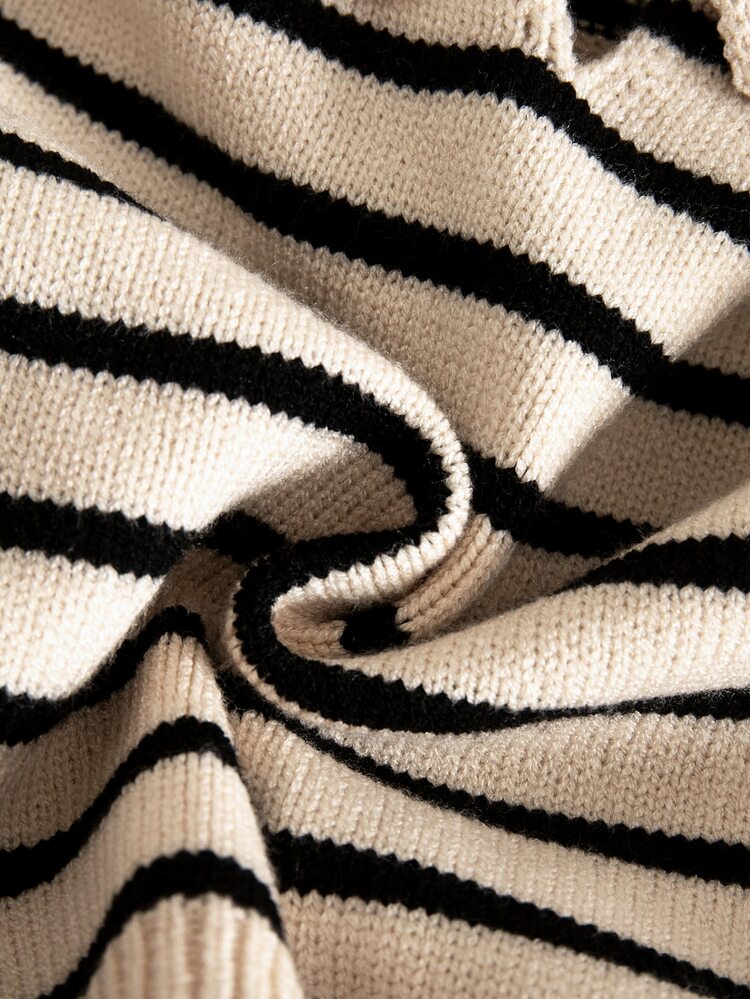 SHEIN Baby Boy Striped Long Sleeve Top And Pants Casual Knit Set Pullover - Apricot - View 7