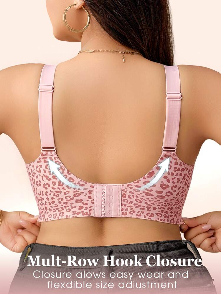 SHEIN Bra Push-Up Tanpa Kawat dengan Cup Cetak, Tanpa Jahitan, dan Strip Jelly untuk Wanita Ukuran Plus - Dusty Pink - View 2