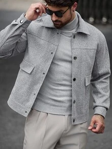 Manfinity CasualCool Men's Autumn/Winter Casual Overcoat - Light Grey - View 5