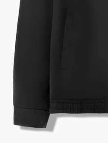 Manfinity CasualCool Men's Black Stand Collar Zip-Up Casual Elastic Hem Minimalist Long Pants 2 Pieces Set - Black - View 4