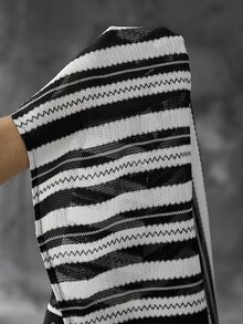 SLATEMANN Men's Mature Casual Mesh Patchwork Shirt - Black and White - View 3