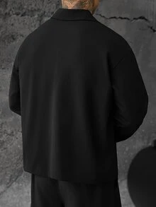 SLATEMANN Men's Autumn Fashion Versatile Solid Color Jacket - Black - View 4