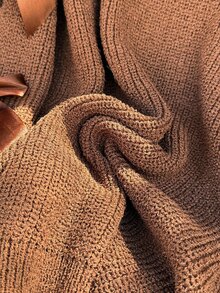 Firerie Plus Size Loose Knit Sweater With Hollow Bow Knot Decor, Plus Size Cute Fall Pullover In Beige, For Winter Autumn Fall/Winter - Brown - View 8