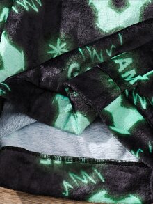 SHEIN 2件組兒童青少年男孩休閒日常百搭舒適印花圓領長袖秋季上衣與寬鬆收口睡褲家居服套裝 - 彩色 - 查看 6
