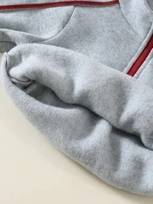 SHEIN 中性嬰兒男孩/女孩幼兒 2件組秋冬加厚抓絨內裡休閒可愛運動風立領運動衫套裝，嬰兒冬季服飾，運動套裝，聖誕 - 灰色 - 查看 7